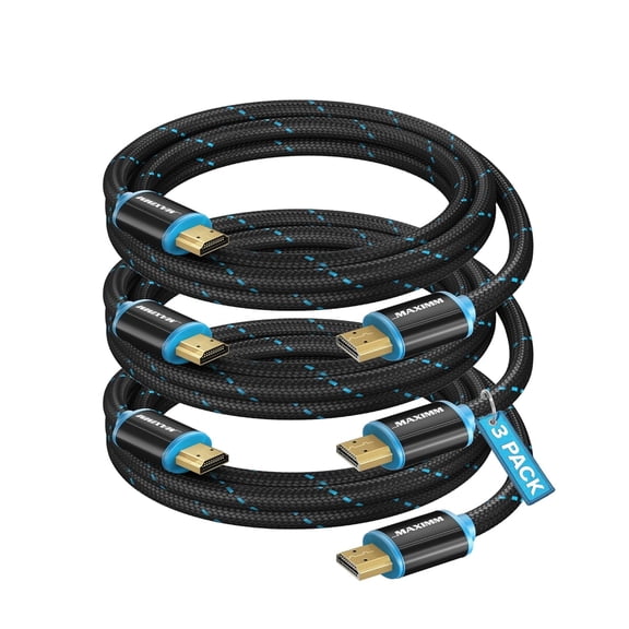 Maximm Computer Cable 4 feet Black 3 Pack High Speed 4K 60Hz 18Gbps HDMI Cord