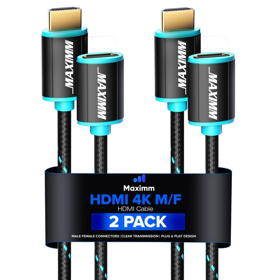 Maximm 4k Hdmi Cable 15ft, Hdmi Extender Cable Male to Female Hdmi Cord, Hdmi 2.0 Cable 120Hz Long Hdmi Cable (15ft, 2 Pack)