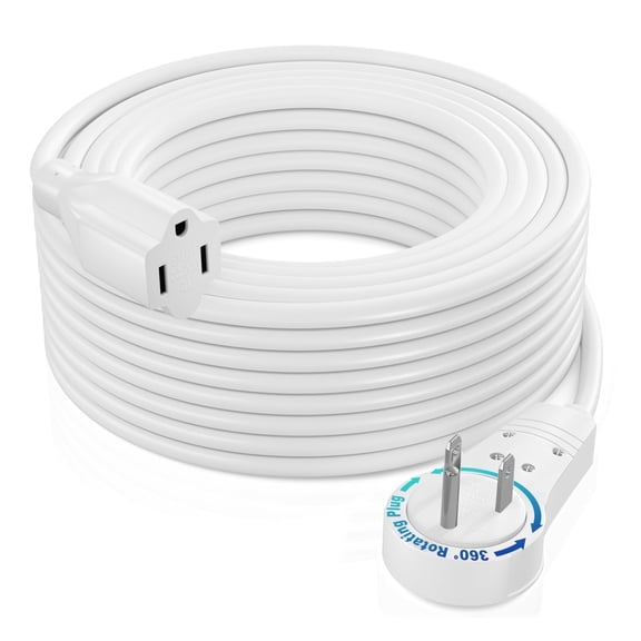 Maximm 50 ft. 16/3 Extension Cord 360 Rotating Plug 1-Outlet 13A, 1625 Watts, UL Certified, White