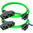 thumbnail image 1 of Maximm Cable 1 ft Safety Extension Cord with Multiple Outlets Green 14/3 SJTW, 14 Gauge Heavy Duty Indoor Power Cords ETL (2 Pack), 1 of 8