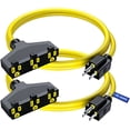 thumbnail image 1 of Maximm Cable 1 ft Safety Extension Cord with Multiple Outlets Yellow 14/3 SJTW, 14 Gauge Heavy Duty Indoor Power Cords ETL (2 Pack), 1 of 8