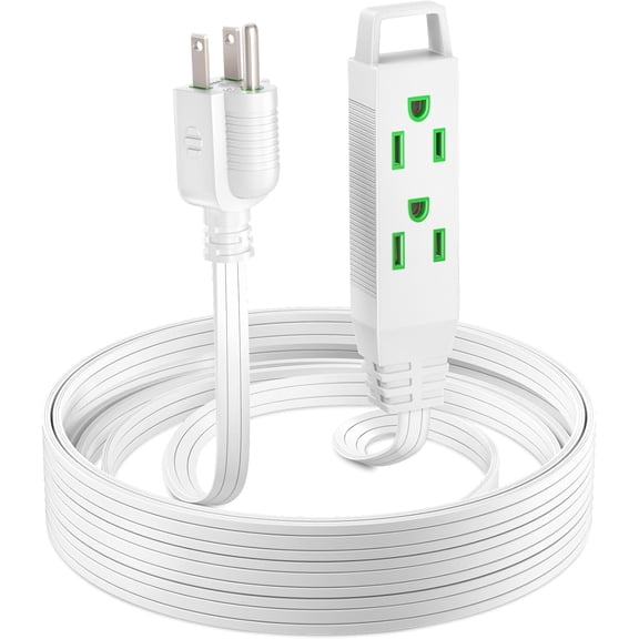 Maximm Cable 10 Ft Power Extension Cord/Wire, Electrical Power Cord 3 Prong Grounded Wire, 16Awg - White - ETL Listed