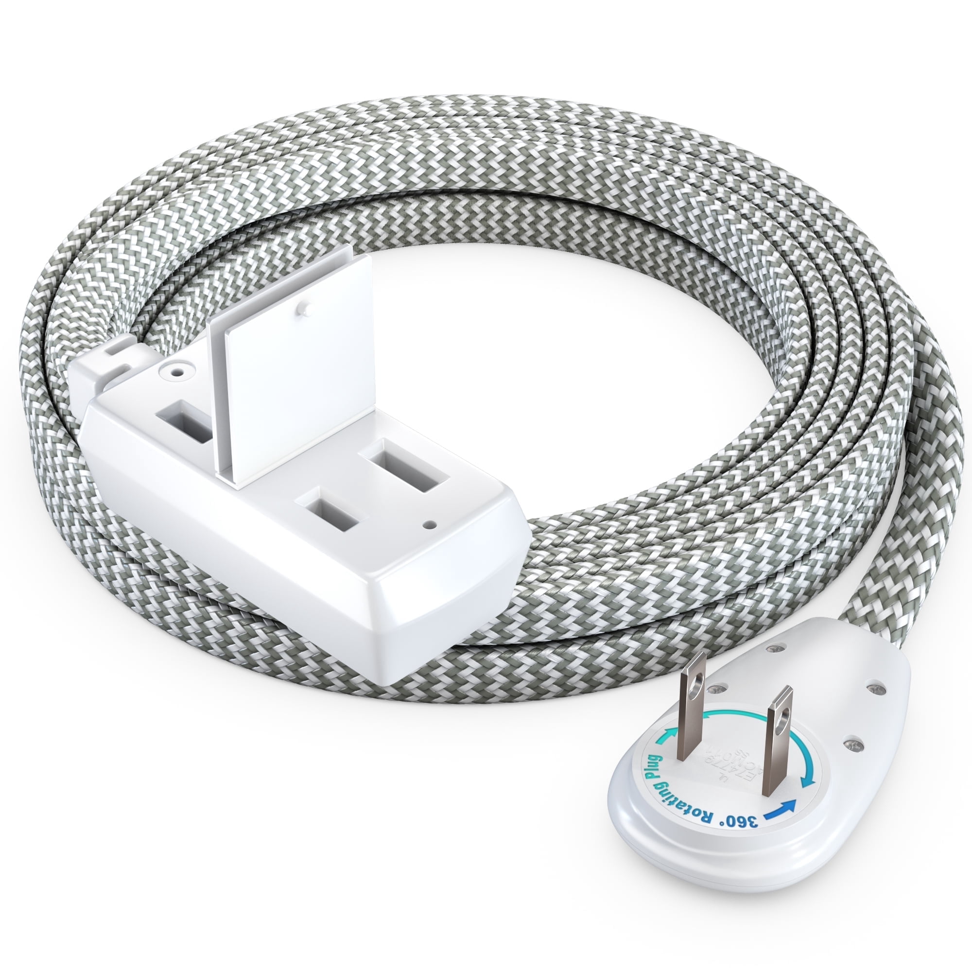Maximm Cable 10ft 360° Rotating Flat Plug Extension Cord/Wire, 16 AWG ...