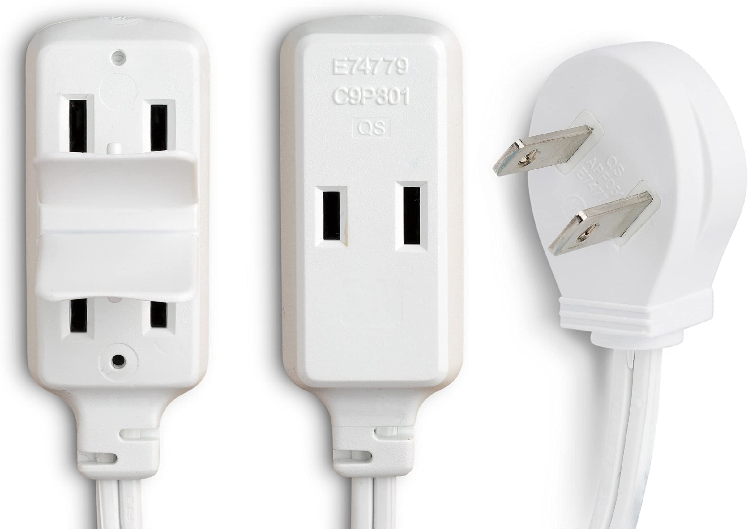 Maximm Cable 15 Foot Flat Plug Extension Cord/Wire, Multi Outlet ...