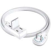 Maximm Cable 2ft 360° Rotating Flat Plug Extension Cord/Wire, 16 AWG Multi 3 Outlet Extension Wire, 2 Prong with Safety Cover - White - UL Certified