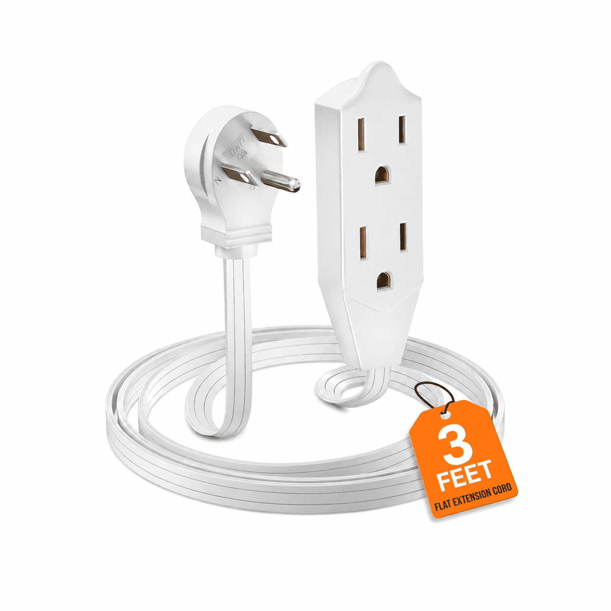 3ft Sign Post Maximm 3ft 3-Outlet Extension Cord, Flat Plug 45-Degree Angled 3-Prong ...