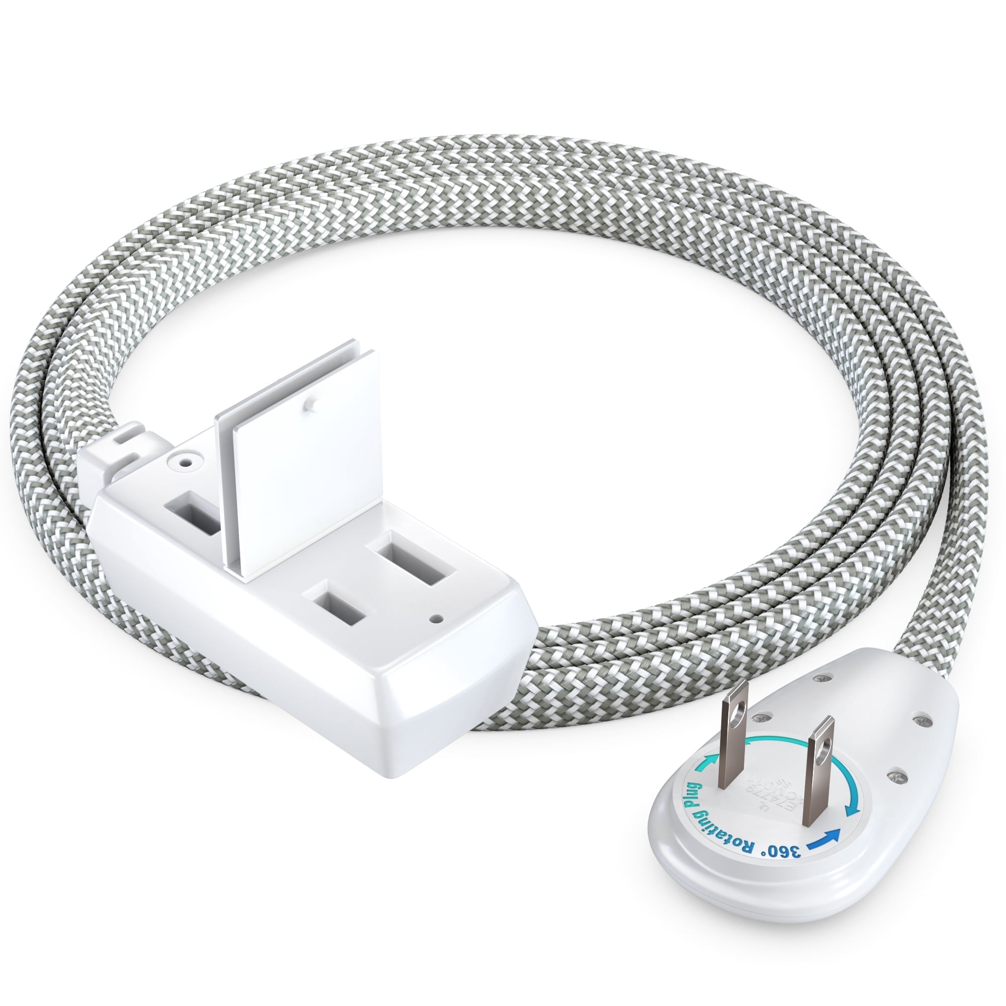Maximm Cable 3ft 360° Rotating Flat Plug Extension Cord/Wire, 16 AWG ...