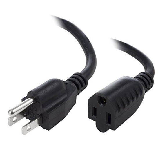 Maximm Cable 4 Ft Power Extension Cord/Wire, Electrical Power Cord 3 Prong Grounded Wire, 16Awg - Black - ETL Listed
