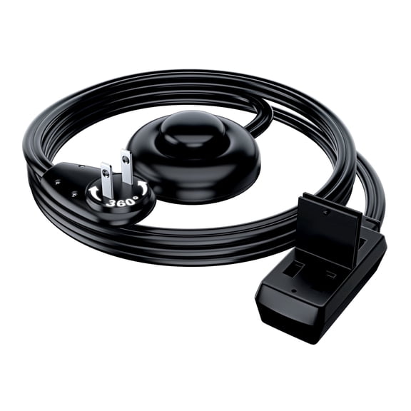 Maximm 4 ft 360° Rotating Flat Plug Extension Cord with On and off Switch, 2 Prong 3 Outlet Power Strip, Black