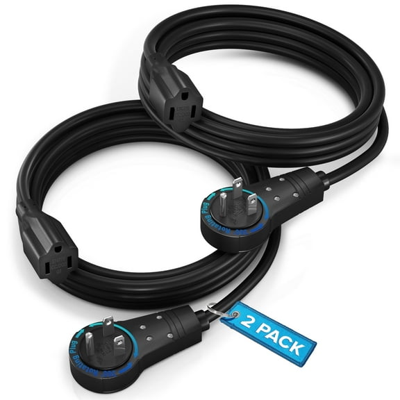 Maximm Cable 6 Feet 14Awg 360° Rotating Flat Plug Extension Cord/Wire, 3 Prong Grounded Wire, Heavy Duty Extension Cord - UL Certified - Black