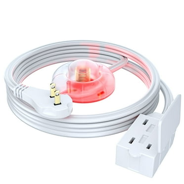 Maximm Cable 8 ft Angled Flat Plug Extension Cord with Multiple Outlets - 16 AWG Safety Extension Cord with Switch and Child Safety Outlet Covers - Black - 3 Outlets