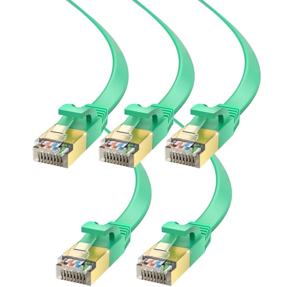 Ethernet Cable 15ft, 5-Pack (Green) - Cat7 High-Speed LAN Cords for Gaming, Streaming, Router, Modem, PC, PS5, Xbox - Slim & Durable Design (15 Feet)
