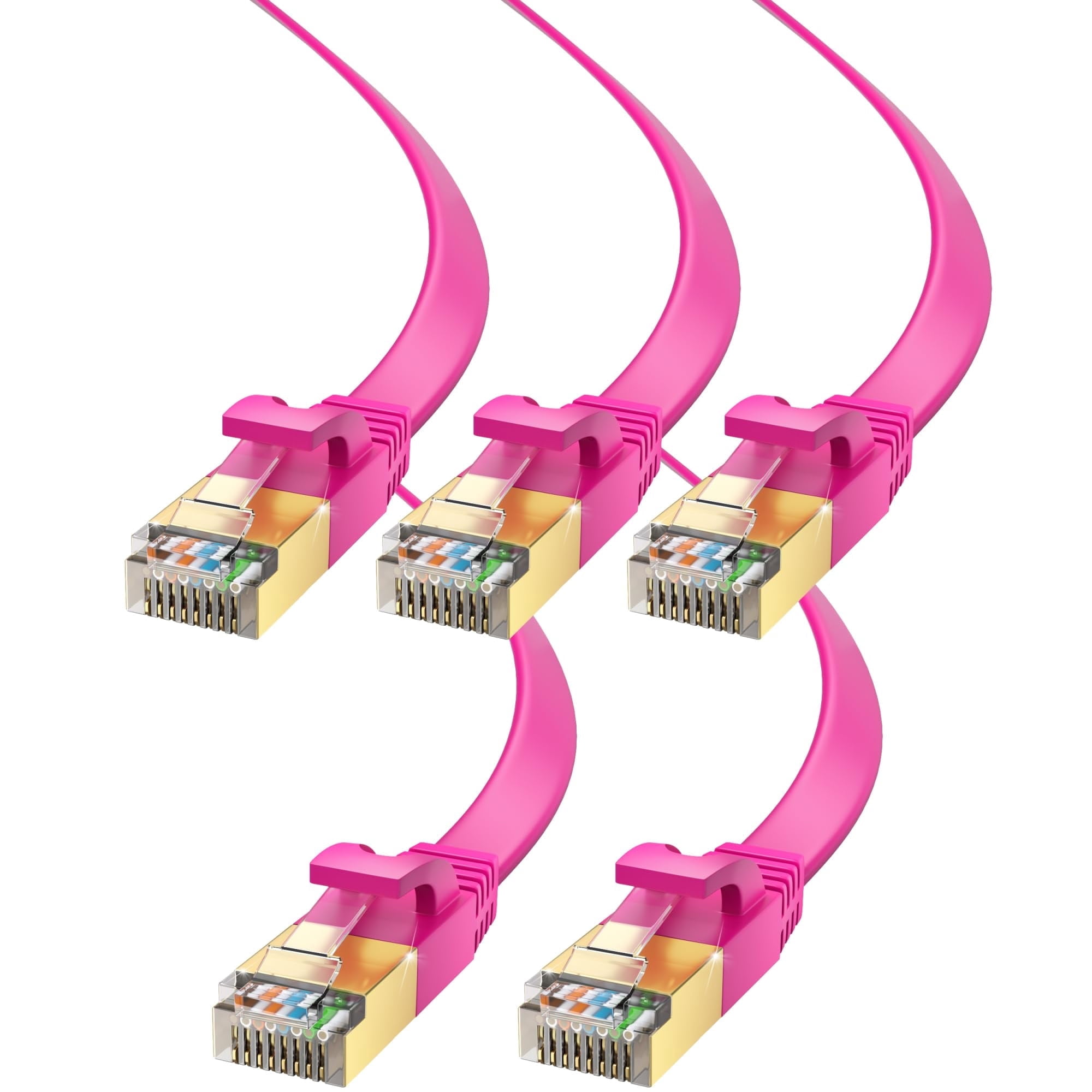 Ethernet Cable 20ft, 5-Pack (Pink) - Cat7 High-Speed LAN Cords for Gaming, Streaming, Router, Modem, PC, PS5, Xbox - Slim & Durable Design (20 Feet)