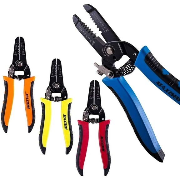 Maximm Cable Electrical Wire Cutter And Plier, 4 Pack Multi-Function Hand Tool With Precision Threading Hole, 10-22 AWG - Yellow, Blue, Red and Orange