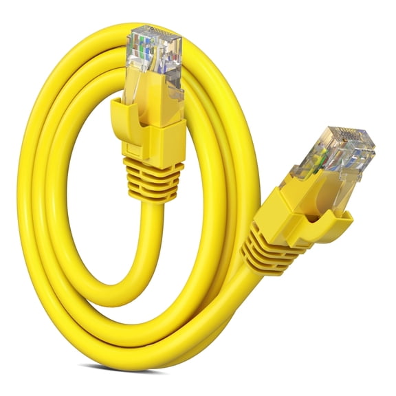 Maximm Cat 6 Ethernet Cable 1.5 ft – High-Speed LAN & Network Patch Cable, 10Gbps, 550 MHz, Yellow UTP Cord – Gold-Plated RJ45 Connectors