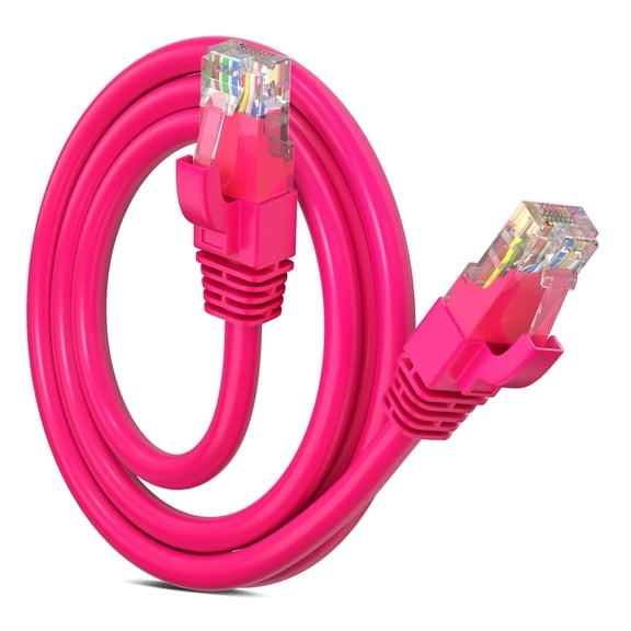 Maximm Cat 6 Ethernet Cable 1.5 ft – High-Speed LAN & Network Patch Cable, 10Gbps, 550 MHz, Pink UTP Cord – Gold-Plated RJ45 Connectors