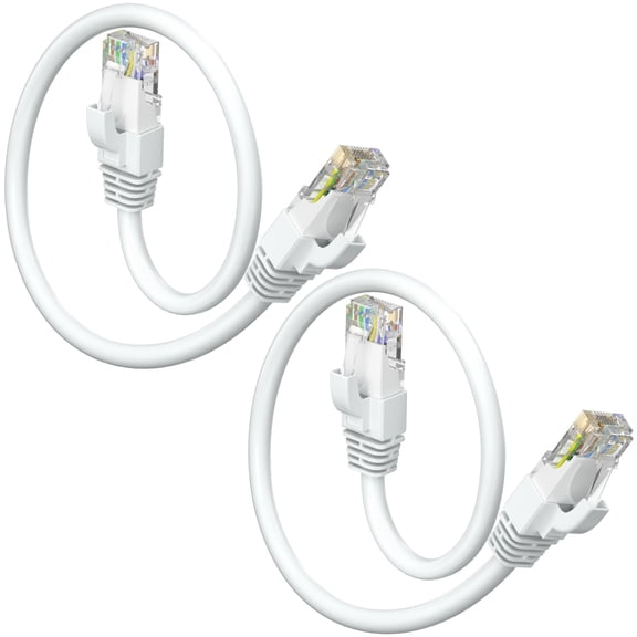 Maximm Cat 6 Ethernet Cable 1 ft (2-Pack) - High-Speed LAN Cable, Internet Cable, Patch Cable, and Network Cable - UTP, 10Gbps, 550MHz Ethernet Cord - White