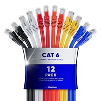 Maximm Cat6 Ethernet Cable 12-Pack 10 ft – CCA LAN Network Patch Cords, RJ45, Multicolor