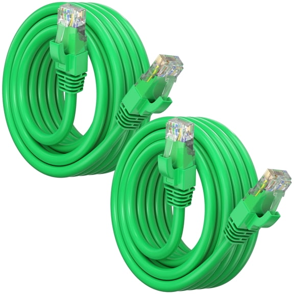 Maximm Cat6 Ethernet Cable 2-Pack 10 ft – CCA LAN Network Patch Cords, RJ45, Green