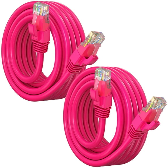 Maximm Cat 6 Ethernet Cable 10 ft (2-Pack) - High-Speed LAN Cable, Internet Cable, Patch Cable, and Network Cable - UTP, 10Gbps, 550MHz Ethernet Cord - Pink