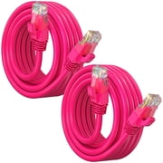 Maximm Cat6 Ethernet Cable 2-Pack 10 ft   CCA LAN Network Patch Cords, RJ45, Pink