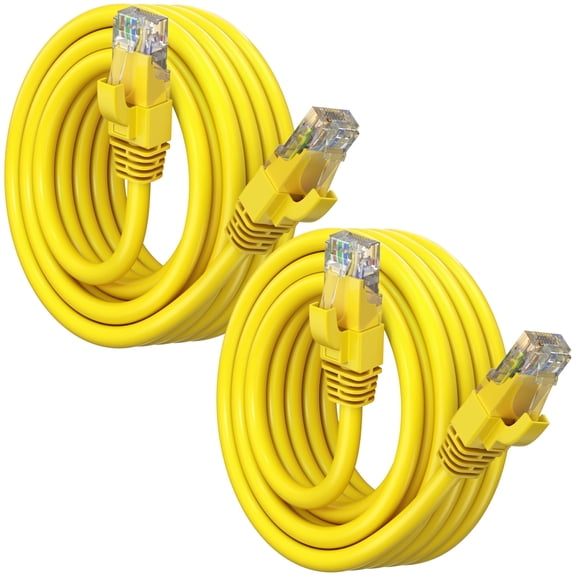 Maximm Cat6 Ethernet Cable 2-Pack 10 ft – CCA LAN Network Patch Cords, RJ45, Yellow