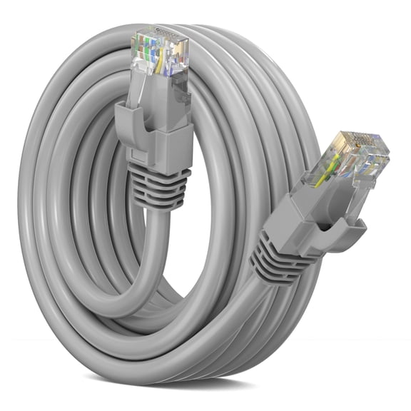 Maximm Cat 6 Ethernet Cable - 15 ft - High-Speed LAN, Internet, Patch, and Network Cable - UTP, 10Gbps, 550MHz Ethernet Cord - Gray