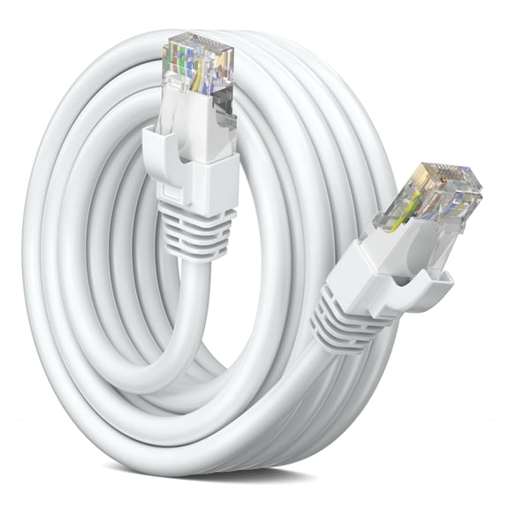 Maximm Cat 6 Ethernet Cable 10 ft – High-Speed LAN & Network Patch Cable, 10Gbps, 550 MHz, White UTP Cord – Gold-Plated RJ45 Connectors