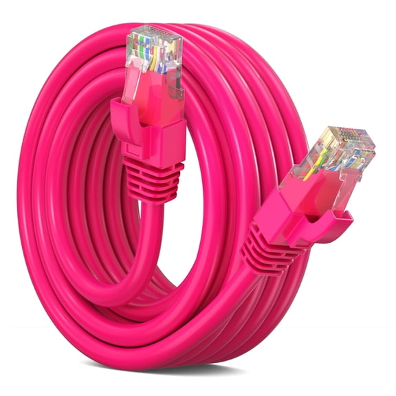 Maximm Cat 6 Ethernet Cable 10 ft – High-Speed LAN & Network Patch Cable, 10Gbps, 550 MHz, Pink UTP Cord – Gold-Plated RJ45 Connectors