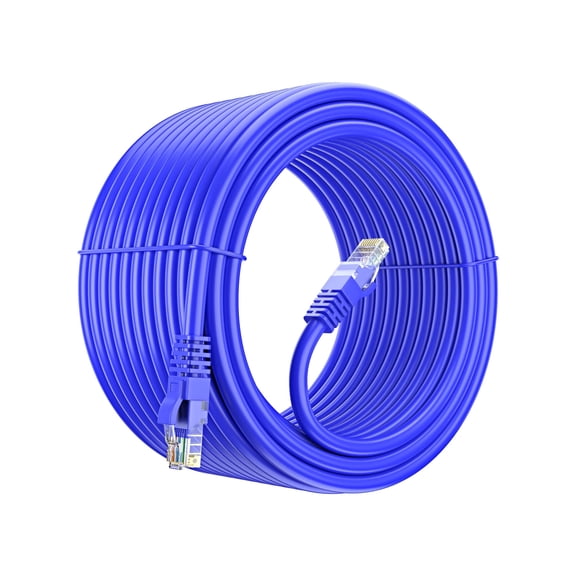 Cat 6 Ethernet Cable 100 Ft, 100% Pure Copper, Cat6 Cable LAN Cable, Internet Cable, Patch Cable and Network Cable - UTP (Blue) 100 Feet