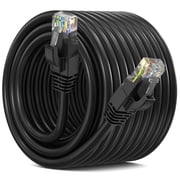 Maximm Cat 6 Ethernet Cable 100 ft   High-Speed LAN & Network Patch Cable, 10Gbps, 550 MHz, Black UTP Cord   Gold-Plated RJ45 Connectors