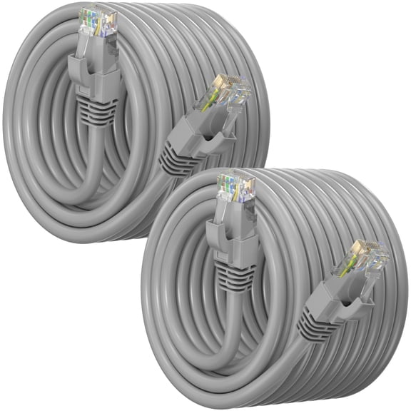 Maximm Cat 6 Ethernet Cable 100 ft (2-Pack) - High-Speed LAN Cable, Internet Cable, Patch Cable, and Network Cable - UTP, 10Gbps, 550MHz Cat6 Cable - Gray