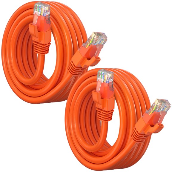 Maximm Cat6 Ethernet Cable 2-Pack 12 ft – CCA LAN Network Patch Cords, RJ45, Orange