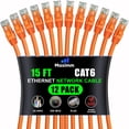 thumbnail image 1 of Maximm Cat 6 Ethernet Cable - 15 ft (12-Pack) - High-Speed LAN, Internet, Patch, and Network Cable - UTP, 10Gbps, 550MHz Ethernet Cord - Orange, 1 of 8
