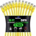 thumbnail image 1 of Maximm Cat 6 Ethernet Cable - 15 ft (12-Pack), High-Speed LAN, Internet, Patch, and Network Cable - UTP, 10Gbps, 550MHz - Yellow, 1 of 8