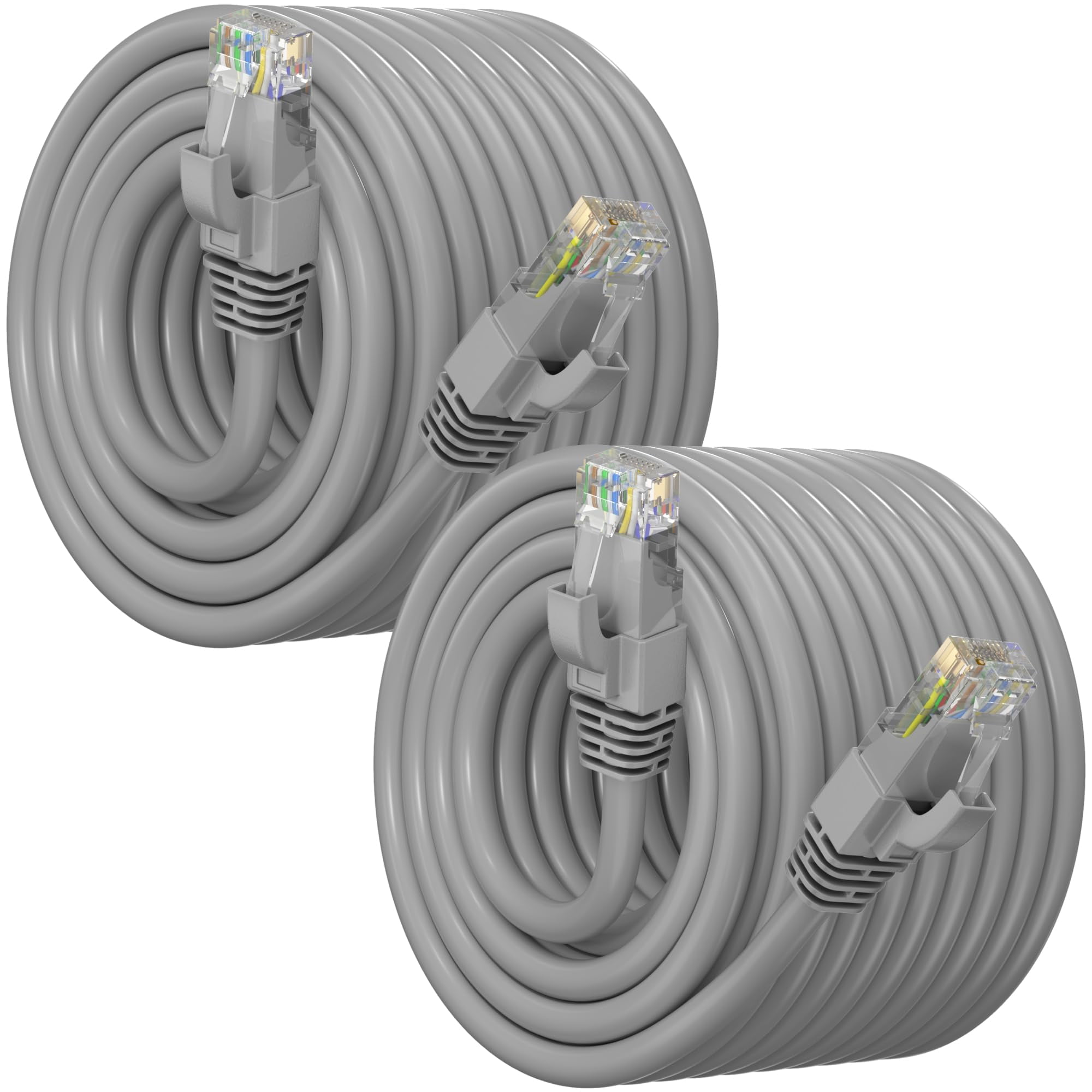 Maximm Cat 6 Ethernet Cable 150 ft (2-Pack) - High-Speed LAN Cable, Internet Cable, Patch Cable, and Network Cable - UTP, 10Gbps, 550MHz Cat6 Cable - Gray