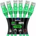 thumbnail image 1 of Maximm Cat 6 Ethernet Cable 2 ft (6-Pack) - High-Speed LAN Cable, Internet Cable, Patch Cable, and Network Cable - UTP, 10Gbps, 550MHz Ethernet Cord - Green, 1 of 8
