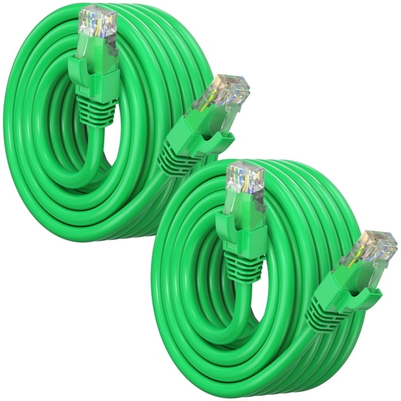 Maximm Cat6 Ethernet Cable 2-Pack 20 ft – CCA LAN Network Patch Cords, RJ45, Green