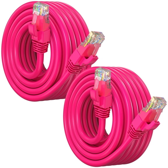 Maximm Cat 6 Ethernet Cable 20 ft (2-Pack) - High-Speed LAN Cable, Internet Cable, Patch Cable, and Network Cable - UTP, 10Gbps, 550MHz Cat6 Cable - Pink