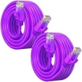 thumbnail image 1 of Maximm Cat 6 Ethernet Cable 20 ft (2-Pack) - High-Speed LAN Cable, Internet Cable, Patch Cable, and Network Cable - UTP, 10Gbps, 550MHz Cat6 Cable - Purple, 1 of 8