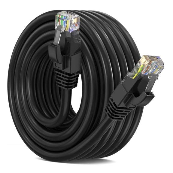 Maximm Cat 6 Ethernet Cable 20 ft – High-Speed LAN & Network Patch Cable, 10Gbps, 550 MHz, Black UTP Cord – Gold-Plated RJ45 Connectors