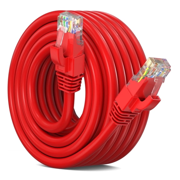 Maximm Cat 6 Ethernet Cable 20 ft – High-Speed LAN & Network Patch Cable, 10Gbps, 550 MHz, Red UTP Cord – Gold-Plated RJ45 Connectors