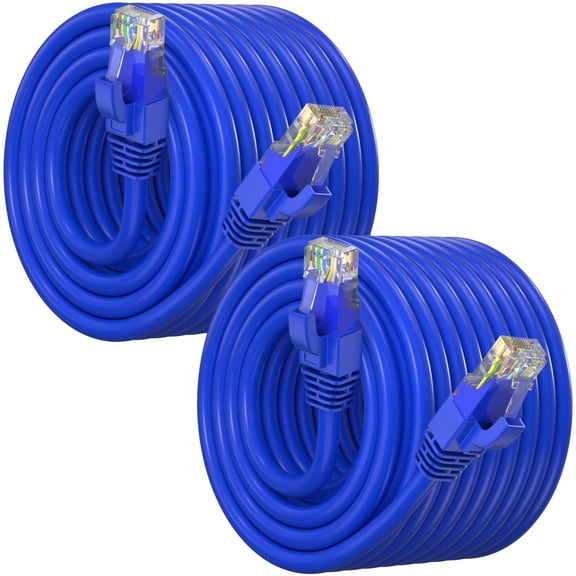 Maximm Cat 6 Ethernet Cable 200 ft (2-Pack) - High-Speed LAN Cable, Internet Cable, Patch Cable, and Network Cable - UTP, 10Gbps, 550MHz Ethernet Cord - Blue