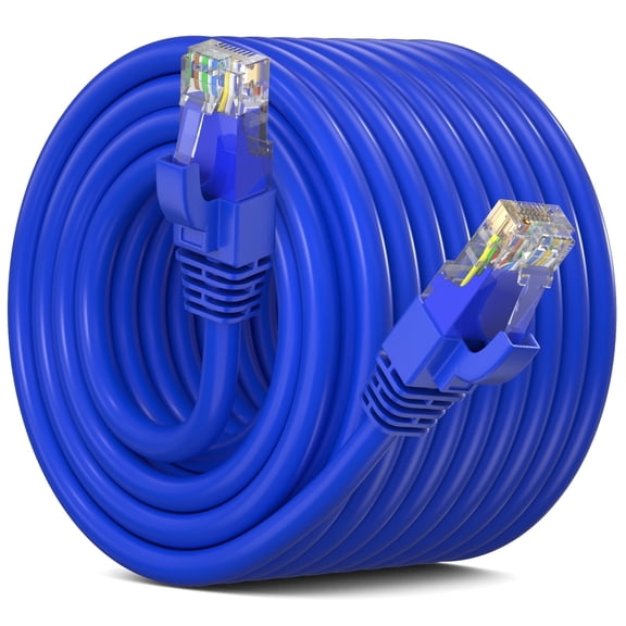 Maximm Cat 6 Ethernet Cable 200 ft – High-Speed LAN & Network Patch Cable, 10Gbps, 550 MHz, Blue UTP Cord – Gold-Plated RJ45 Connectors