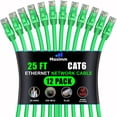 thumbnail image 1 of Maximm Cat 6 Ethernet Cable - 25 ft (12-Pack) - High-Speed LAN, Internet, Patch, and Network Cable - UTP, 10Gbps, 550MHz Ethernet Cord - Green, 1 of 8