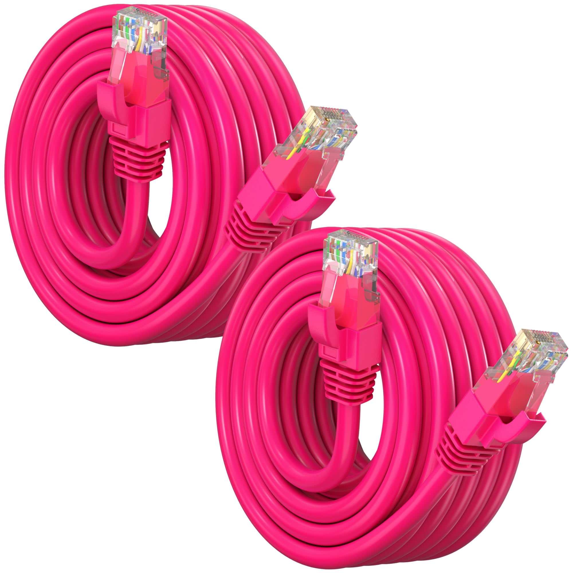 Pink Network Cable Maximm Cat 6 Ethernet Cable 25 ft (2-Pack) - High-Speed LAN Cable ...