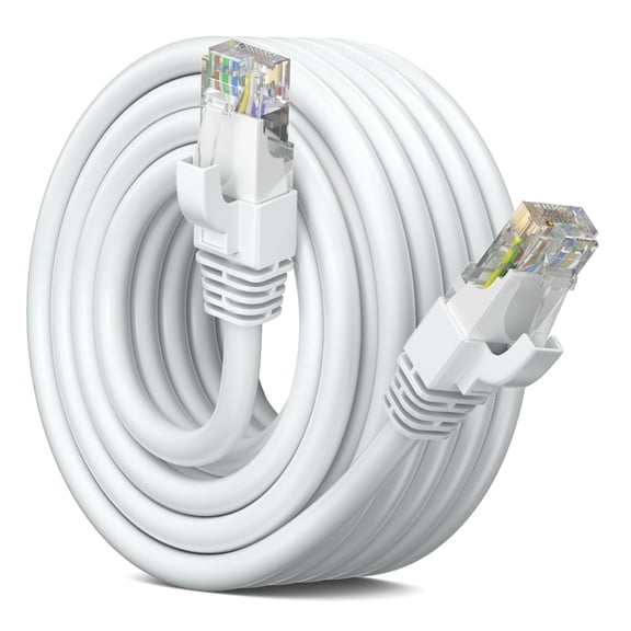Maximm Cat 6 Ethernet Cable - 25 ft High-Speed LAN & Internet Patch Cable, 10Gbps, 550MHz UTP Cord - White