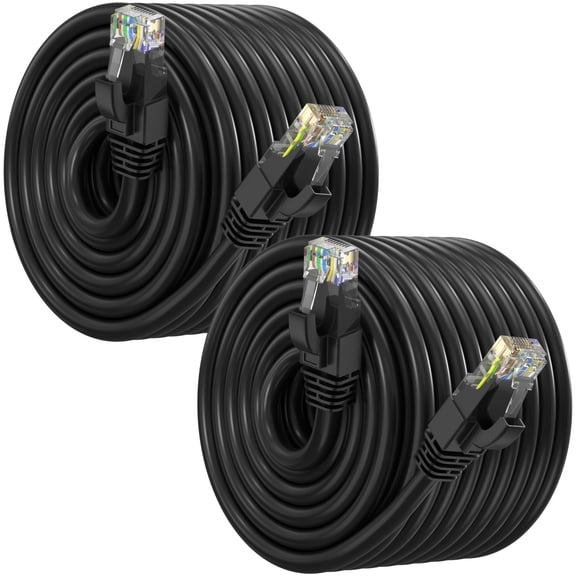 Maximm Cat 6 Ethernet Cable 250 ft (2-Pack) - High-Speed LAN Cable, Internet Cable, Patch Cable, and Network Cable - UTP, 10Gbps, 550MHz Cat6 Cable - Black