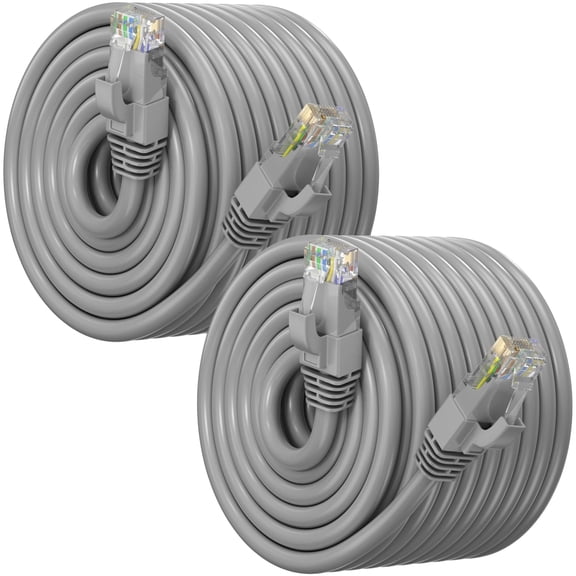 Maximm Cat 6 Ethernet Cable 250 ft (2-Pack) - High-Speed LAN Cable, Internet Cable, Patch Cable, and Network Cable - UTP, 10Gbps, 550MHz Cat6 Cable - Gray