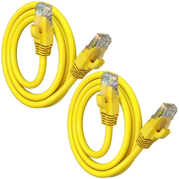 Maximm Cat 6 Ethernet Cable 3 ft (2-Pack) - High-Speed LAN Cable, Internet Cable, Patch Cable, and Network Cable - UTP, 10Gbps, 550MHz Ethernet Cord - Yellow